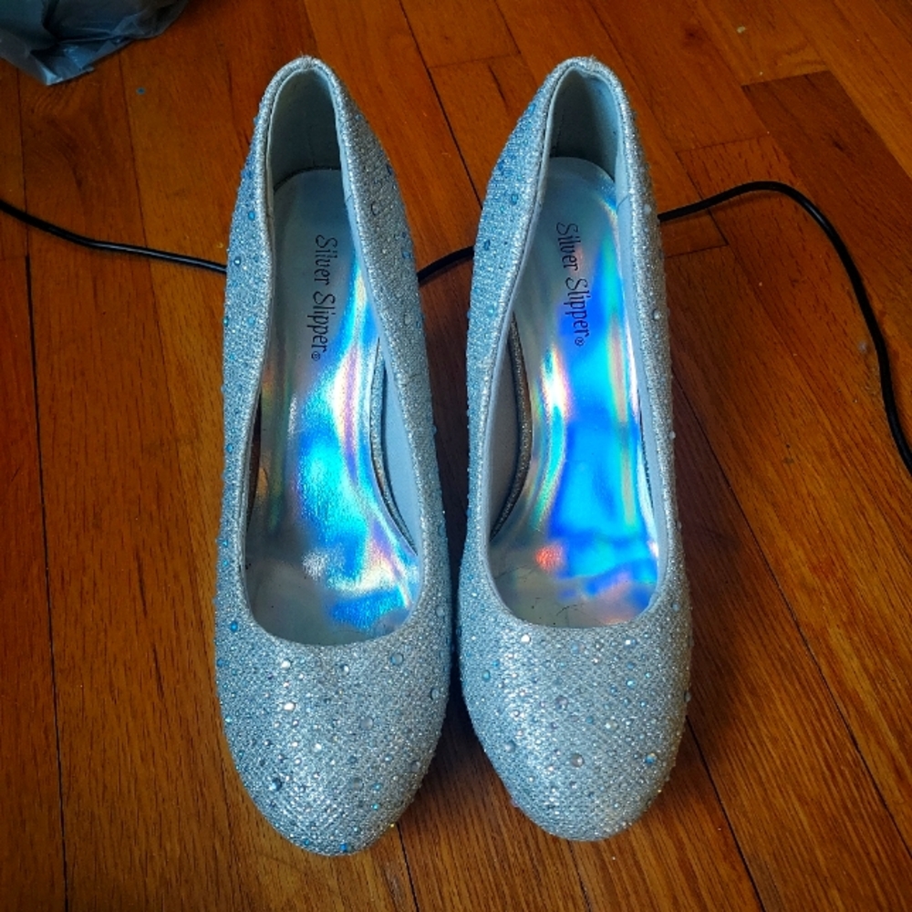 Silver Slipper Heels